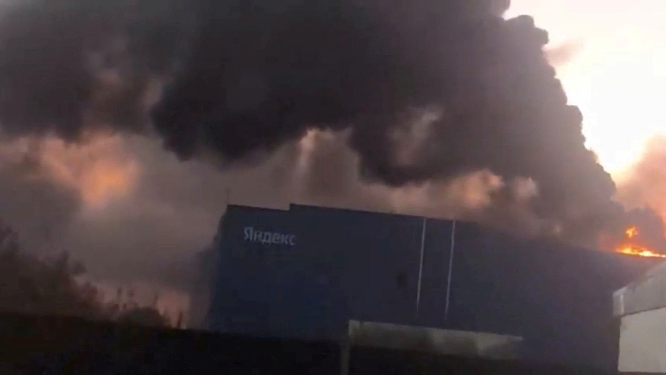 Smoke billows from Yandex's Sasovo hub, one of the company's five large data centres, following a Ukrainian drone attack